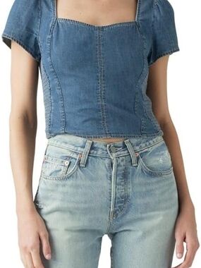 Levi's Women's Ophelia Short Sleeve Denim Corset (RUNS SMALL)